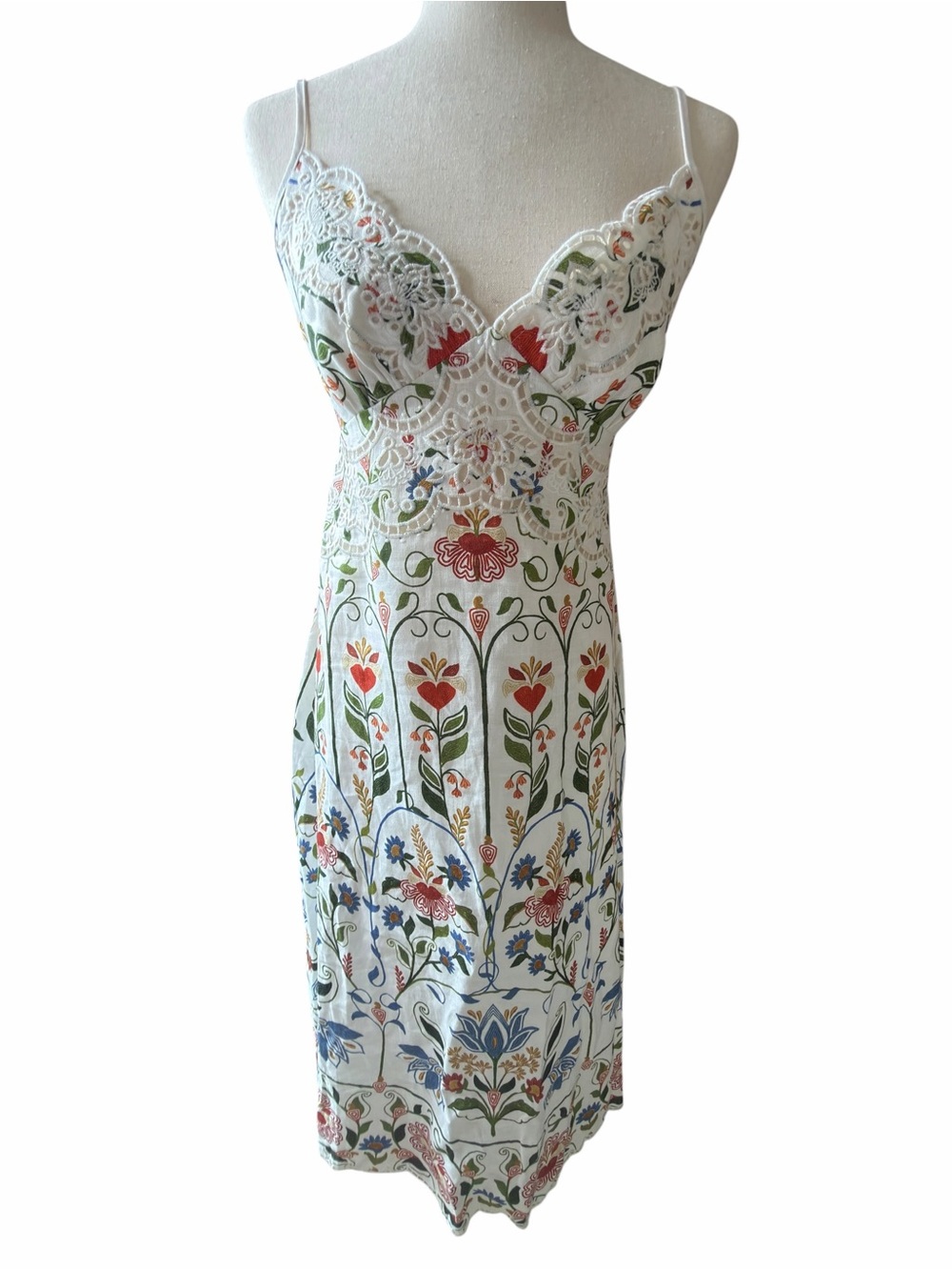 FARM RIO Stitched Garden Off White Midi Dress - S - Picture 3 of 10